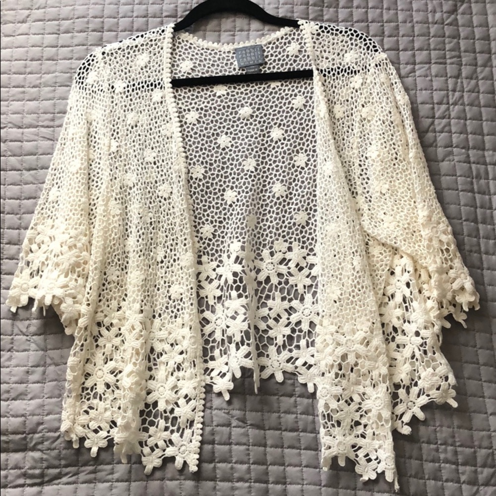 OffWhite Lace Floral Sweater